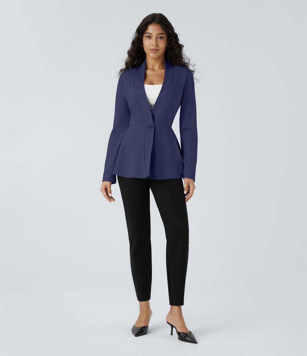 Veste péplum de travail col en V avec un bouton