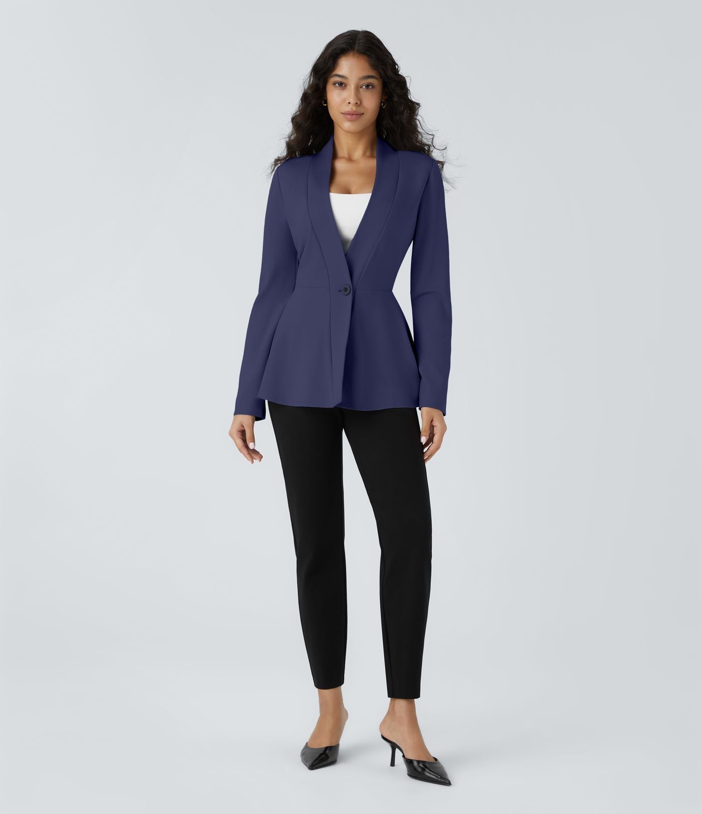 Veste péplum de travail col en V avec un bouton