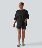 T-shirt décontracté col rond avec poche