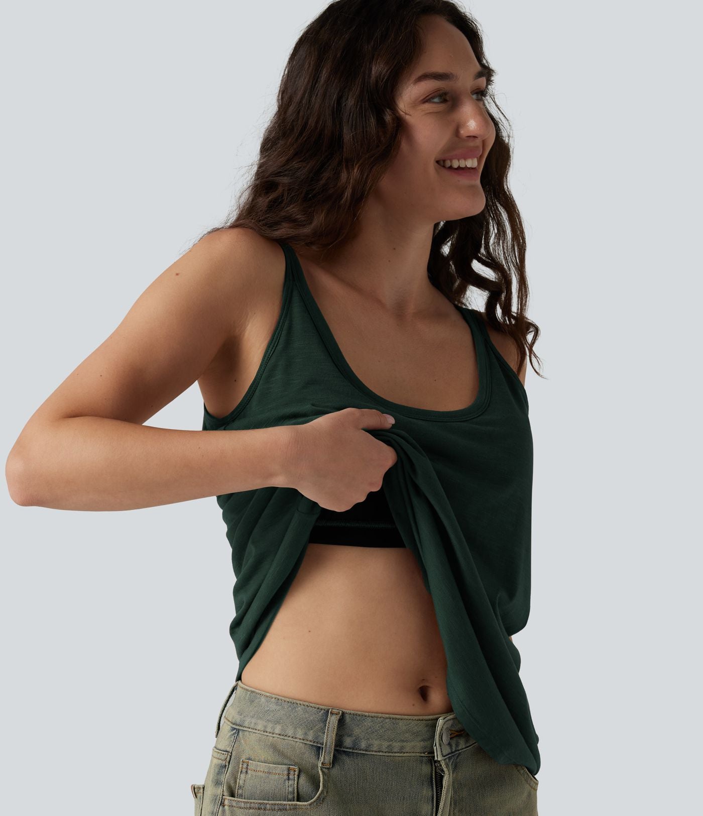 Débardeur décontracté à col en U et brassière intégrée