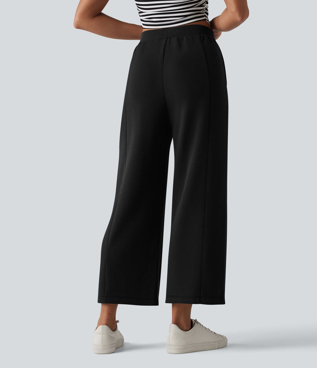 SpacerTek™ Pantalon casual large taille haute avec poches