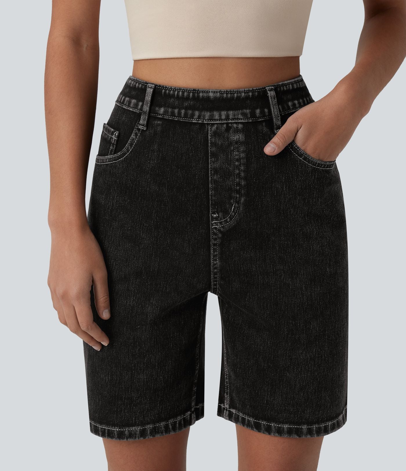 Short en jean Halara Flex™ taille haute décontracté 17,5 cm avec poches