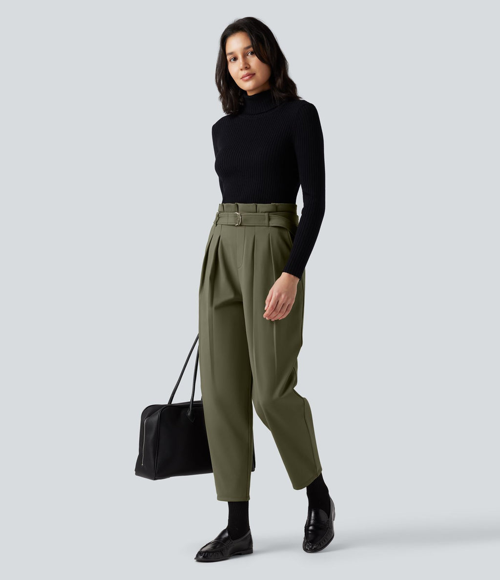 Pantalon tailleur SoftlyZero™ Plush Thermal fuselé ceinturé taille très haute avec poches
