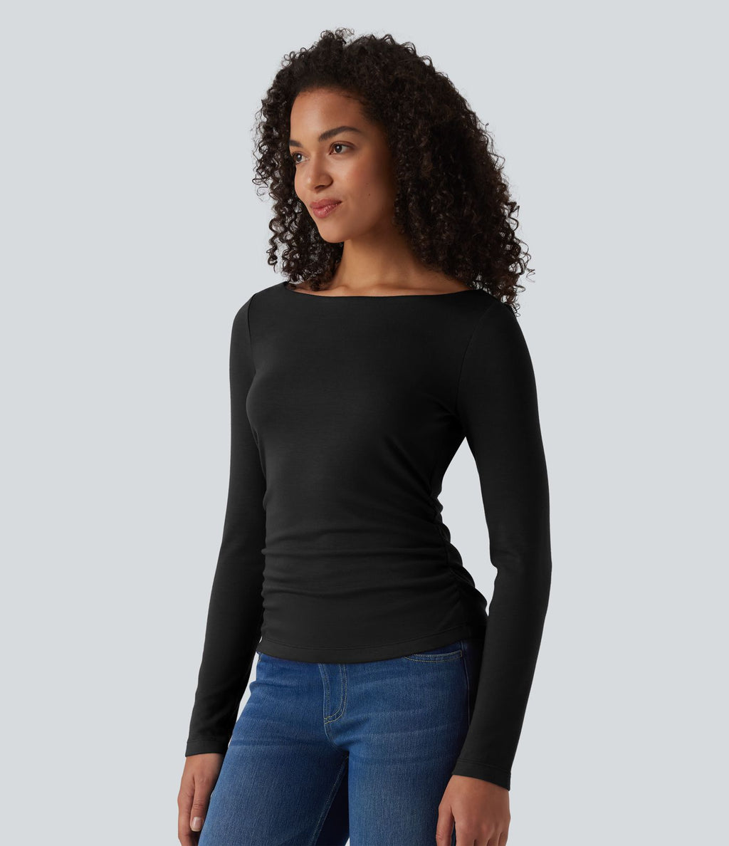 Chemise de travail chauffante Halara HeatCore col bateau manches longues