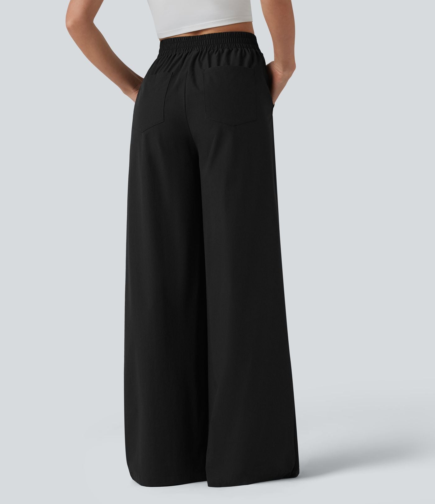 Pantalon large taille haute avec poches