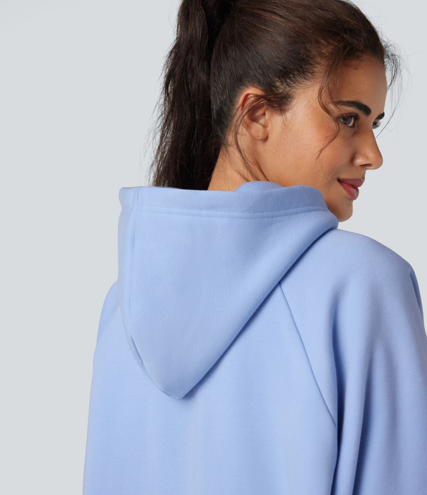 Sweat-shirt coton polaire à capuche cordon de serrage manches longues avec poches