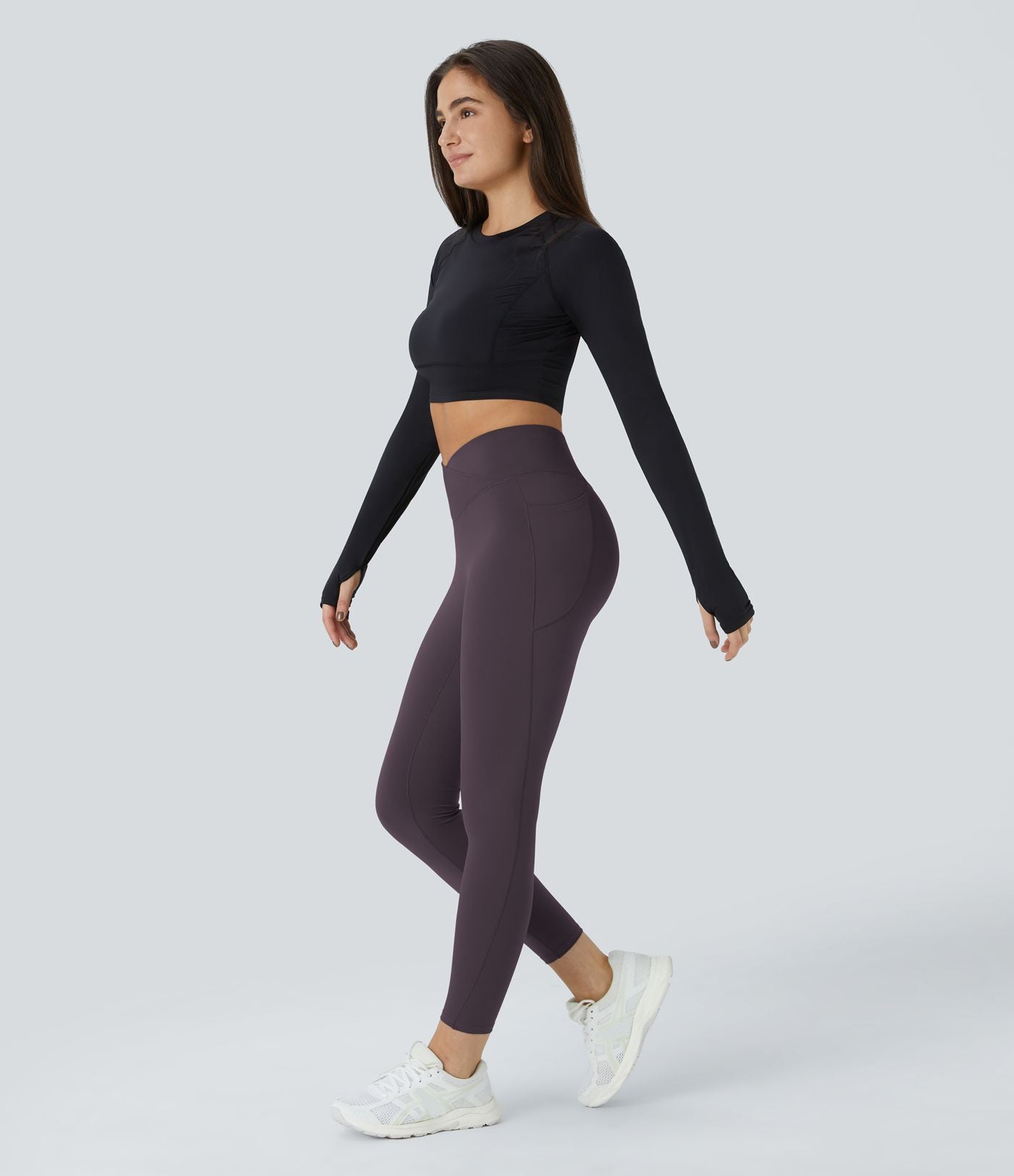 Softlyzero™ Polaire Legging Yoga à Taille Haute Thermique Croisée avec Poches Latérales