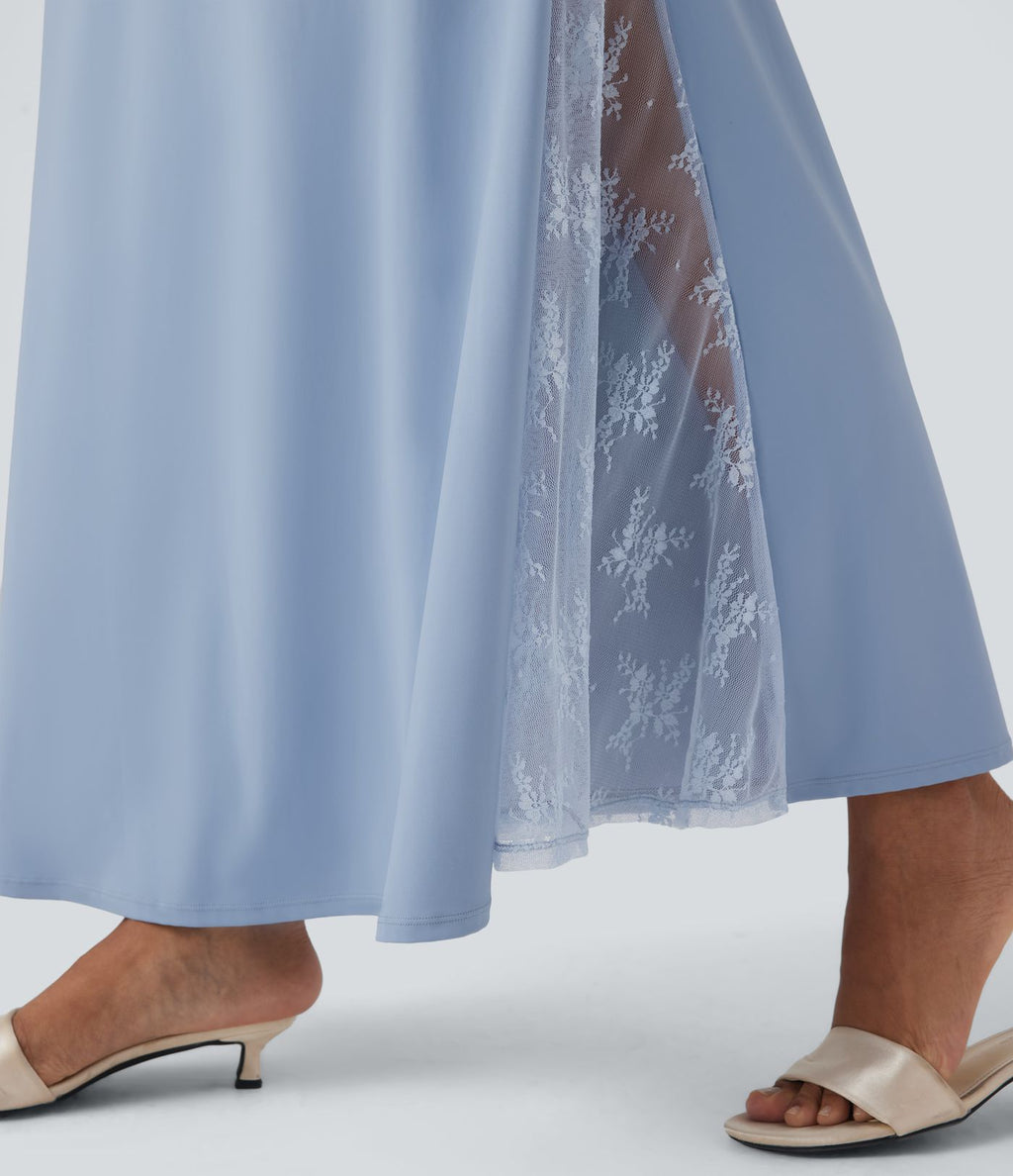 Jupe longue fluide SoftlyZero™ Airy taille haute dentelle contrastante effet frais InstantCool