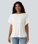 T-shirt col rond manches chauve-souris coupe décontractée