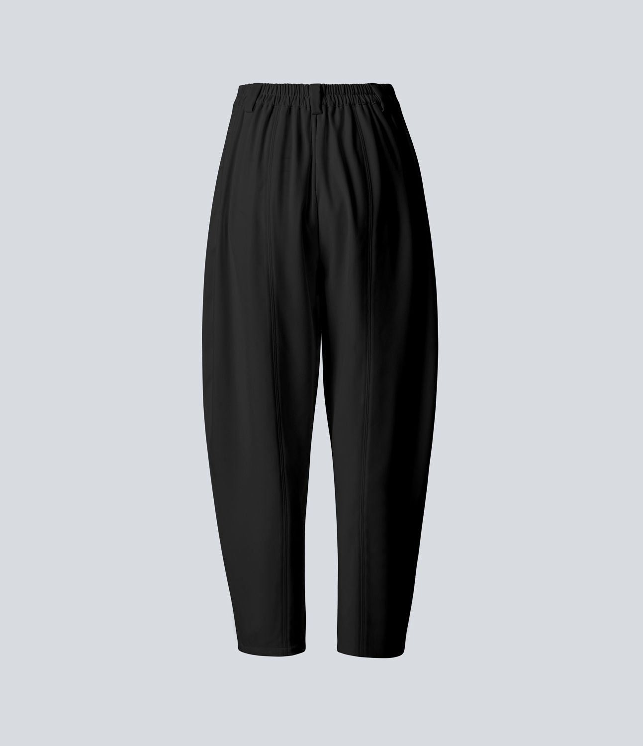 Pantalon tailleur ample, taille moyenne, coupe barrel, à poches