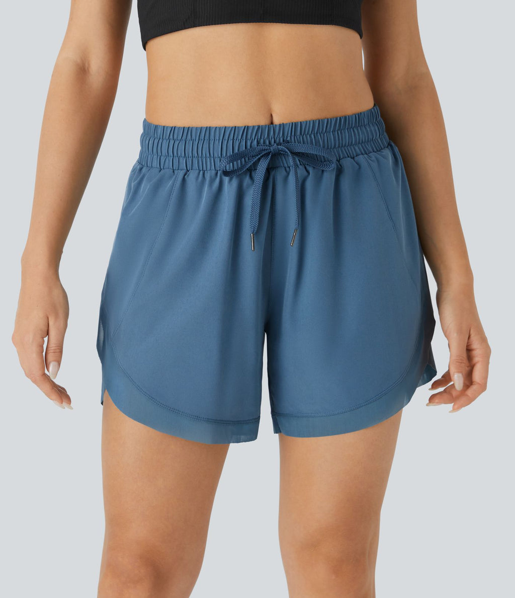 Short 12,5cm Running Fluide 2 en Taille Mi-Haut Cordon de Serrage Mesh Contrastant
