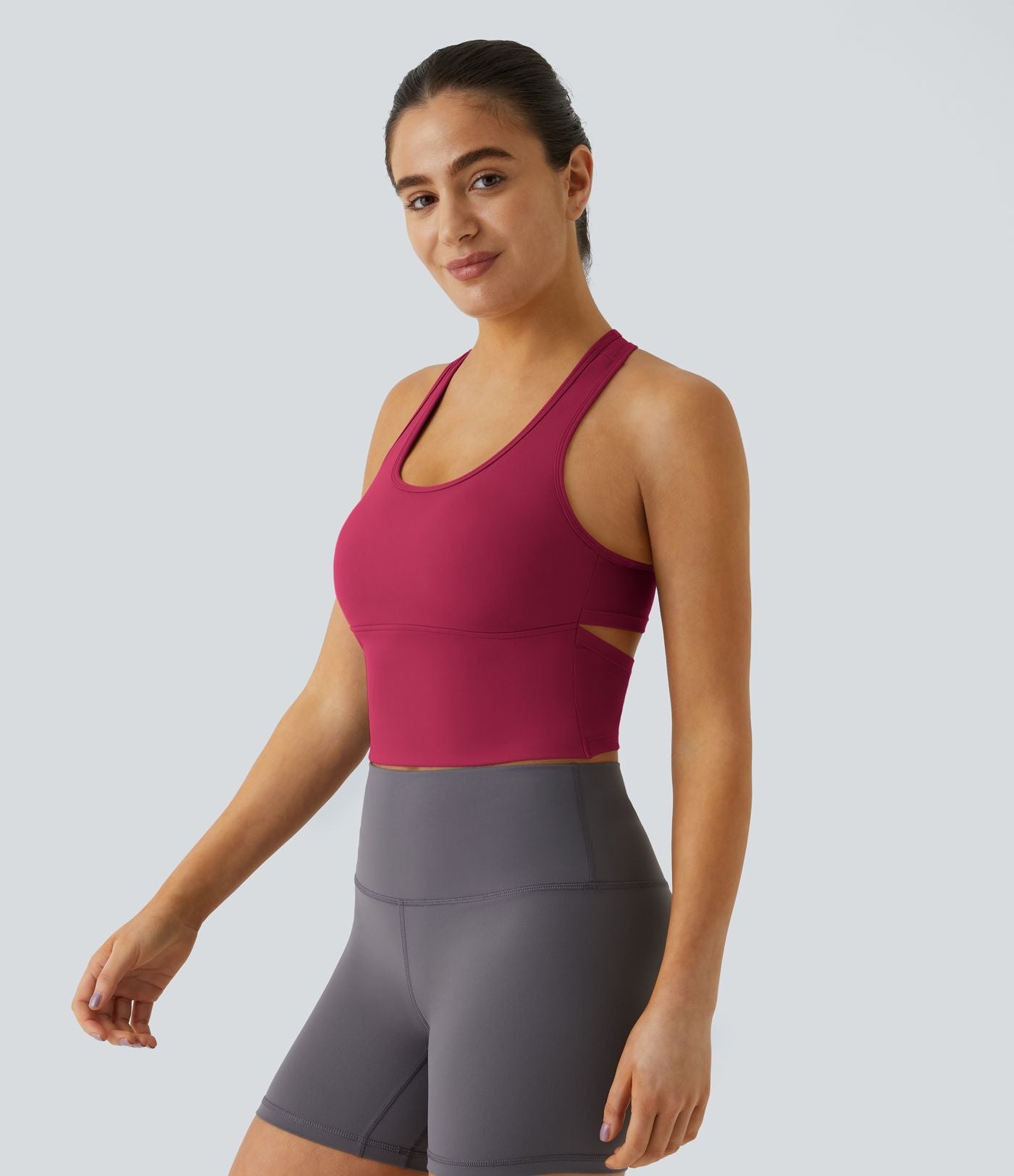 Softlyzero™ Plush Plus Débardeur Yoga Crop à Col U Plongeant Dos Nu Dos Nageur Découpé - UPF50+