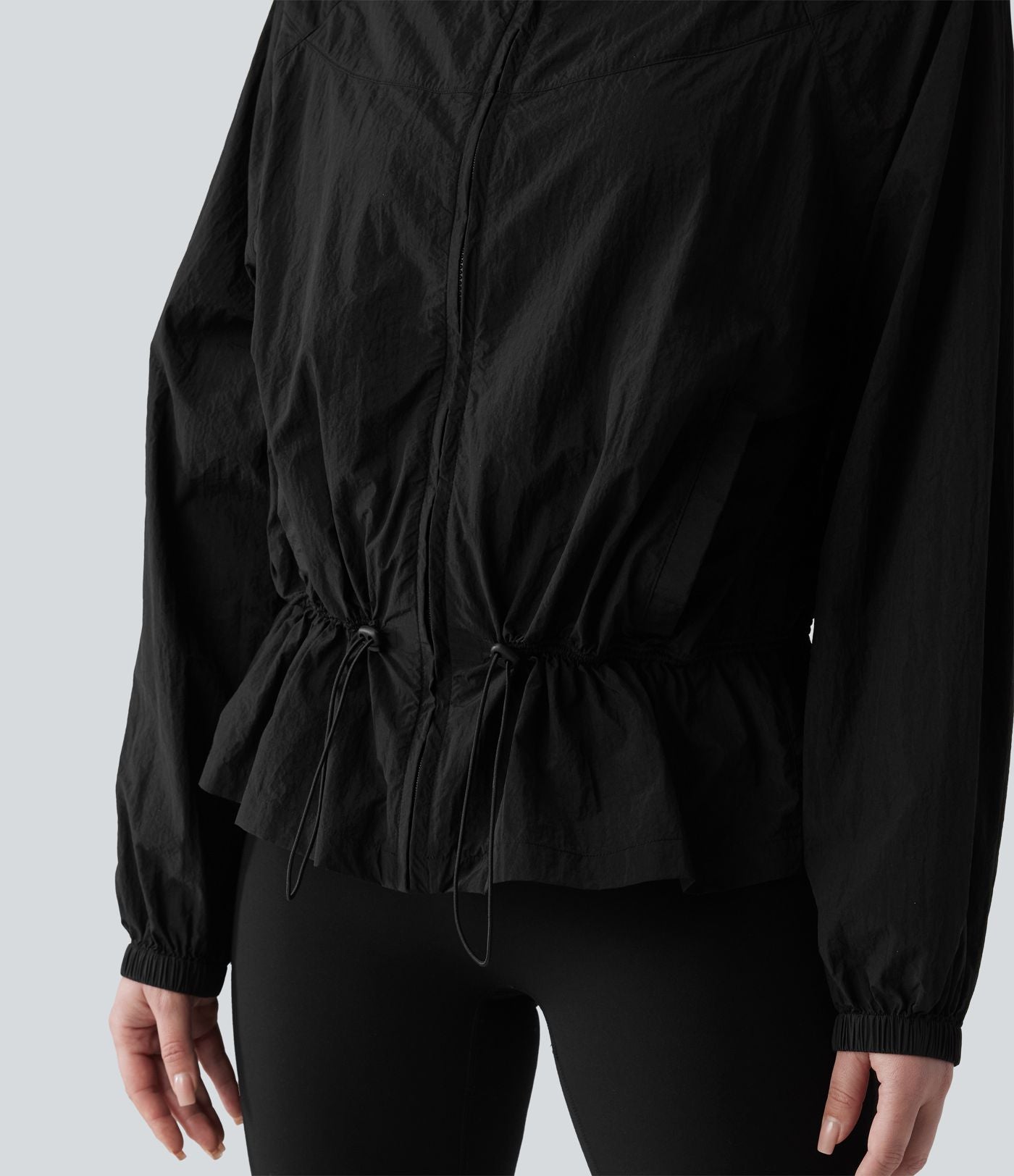 Coupe-vent casual à capuche avec cordon de serrage et poches