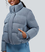 Doudoune col montant, effet sparkle, avec poches