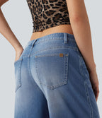 Jean coupe barrel Halara Flex™ taille basse à revers avec poches