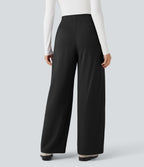 Pantalon tailleur jambes tonneau gainant taille haute avec culotte intégrée Halara Flex™ avec poches