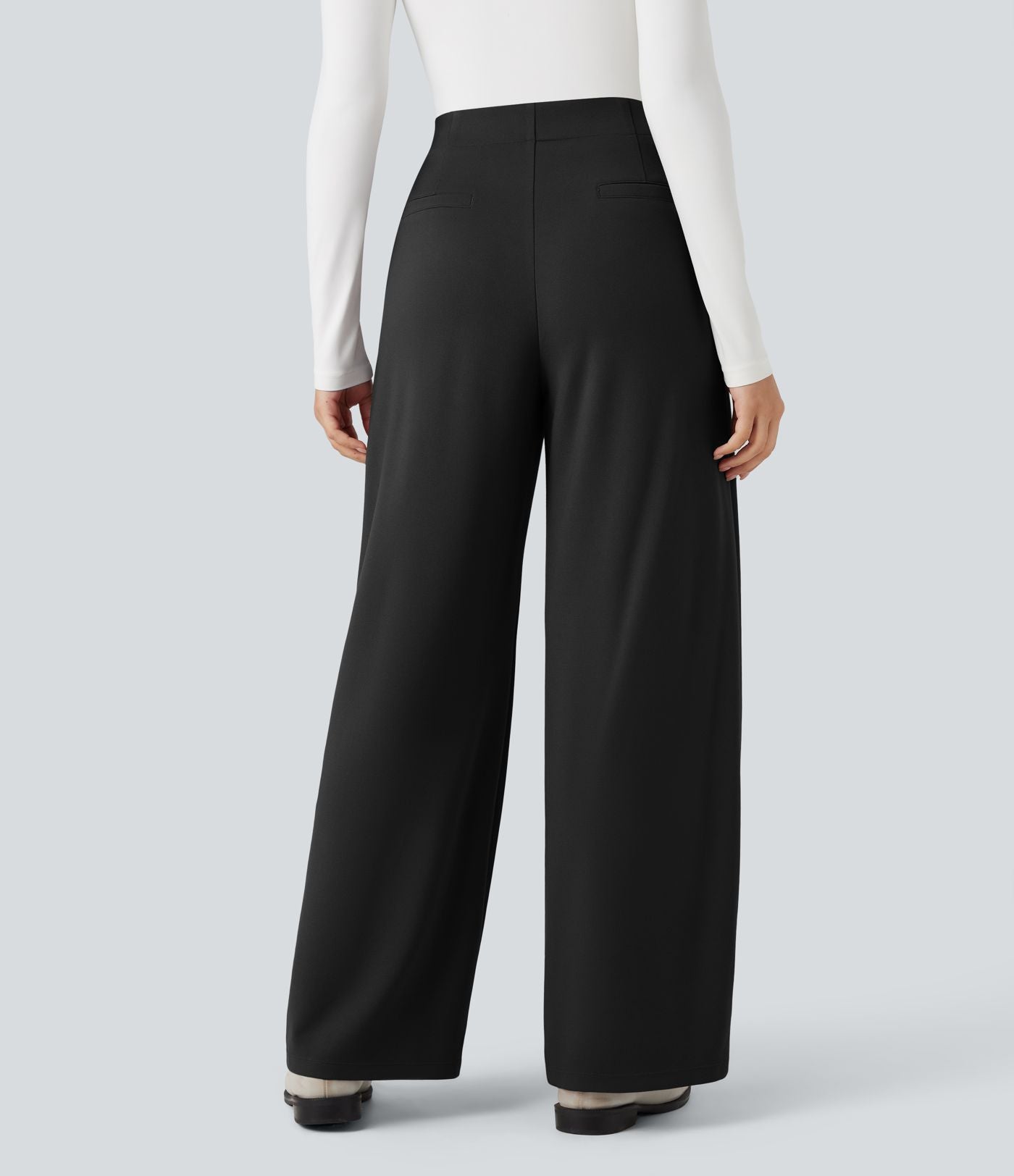 Pantalon tailleur jambes tonneau gainant taille haute avec culotte intégrée Halara Flex™ avec poches