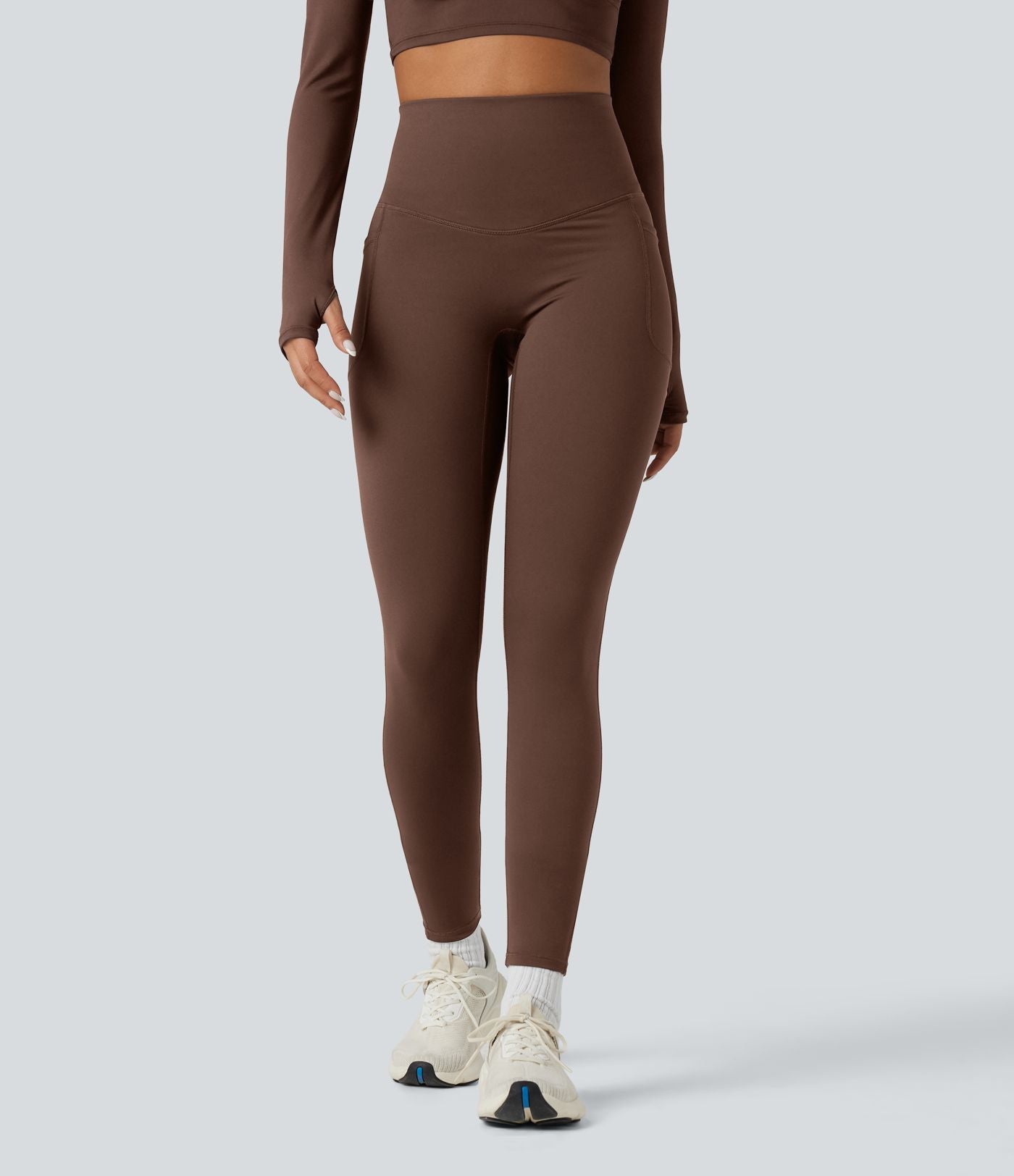Legging running polaire thermique gainant croisé dos taille haute Halara UltraSculpt™ Heat avec poches