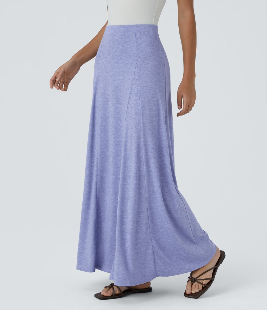 Jupe Évasée Casual Longue Fermeture Éclair Latérale Taille Haute