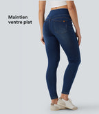 Legging skinny 7/8 en denim Halara Flex™ taille haute gainant avec poches
