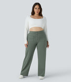 Pantalon coupe droite grande taille taille haute DayStretch avec poches