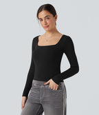 Haut de sport yoga 2-en-1 décolleté carré à manches longues sans couture OneForm Seamless Flow