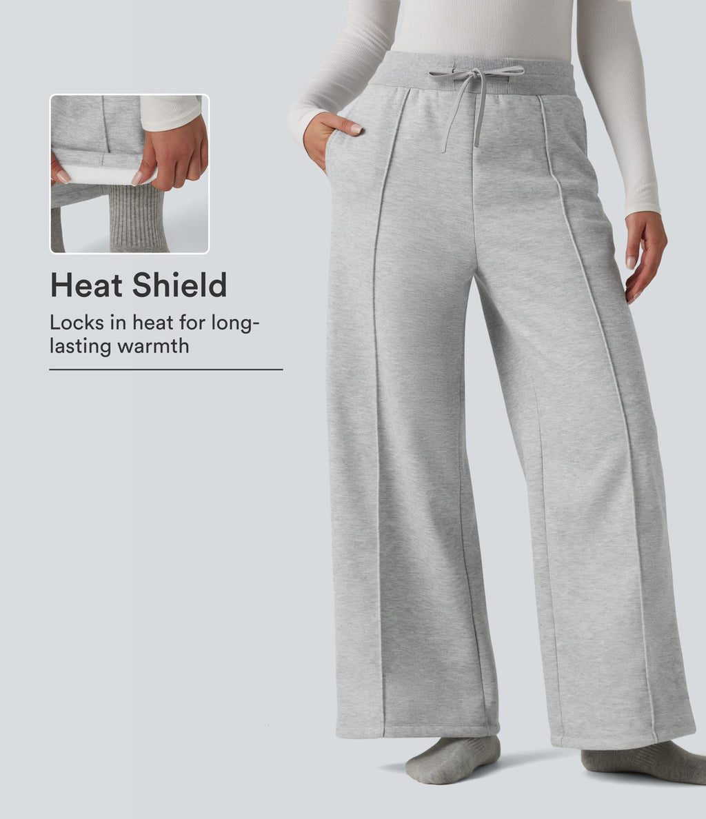 Pantalon thermique coupe droite taille haute avec cordon de serrage et poches