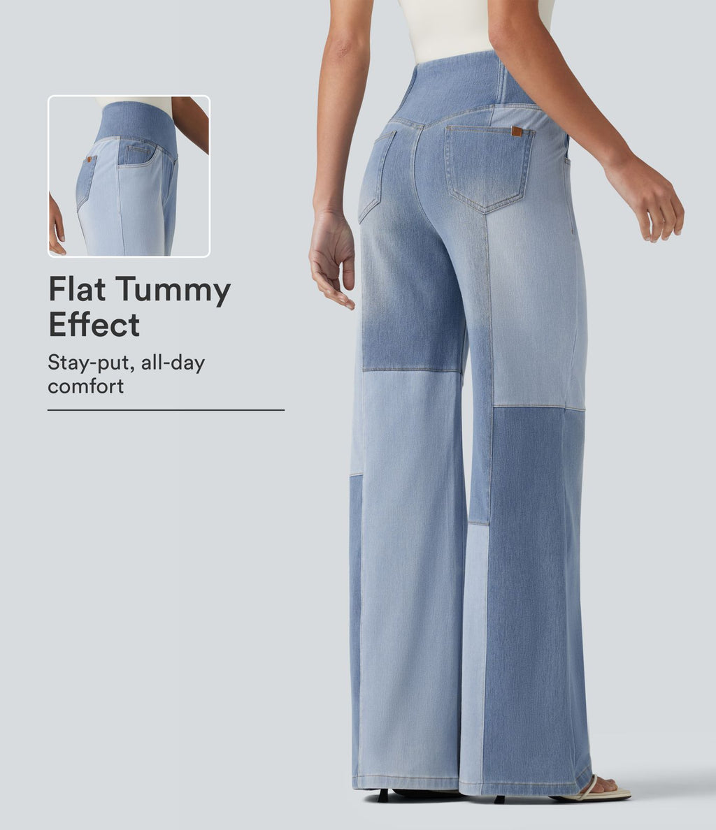 Jean bootcut Halara Flex™ décontracté ventre plat, taille haute, croisé, à empiècements, à poches