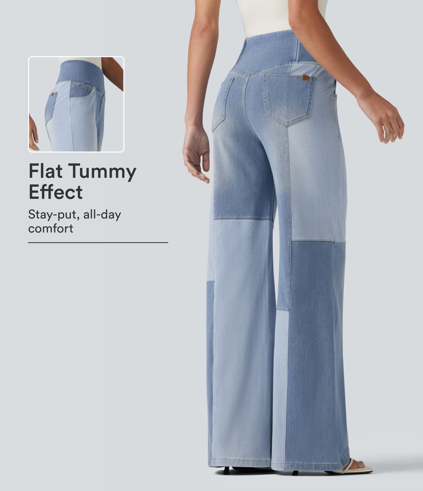 Jean bootcut Halara Flex™ décontracté ventre plat, taille haute, croisé, à empiècements, à poches