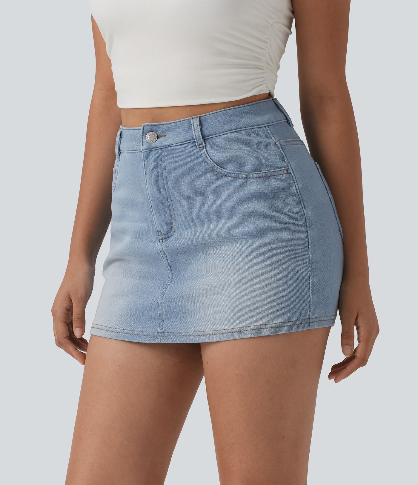 Skort Halara Flex™ jean décontracté taille haute micro avec poches