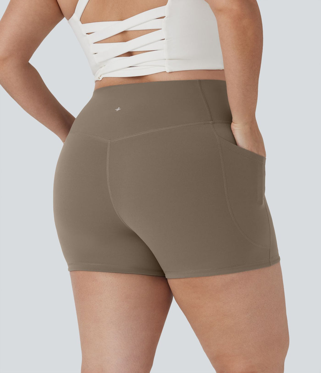 Short cycliste 7,5 cm d'entraînement gainant taille haute grande taille avec poches Halara UltraSculpt™