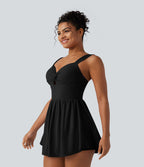 Robe casual micro-mini 2-en-1 avec brassière intégrée et décolleté cœur en SoftlyZero™ Plush avec poche - Édition Easy Peasy