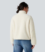 Veste sherpa col montant manches longues avec poches