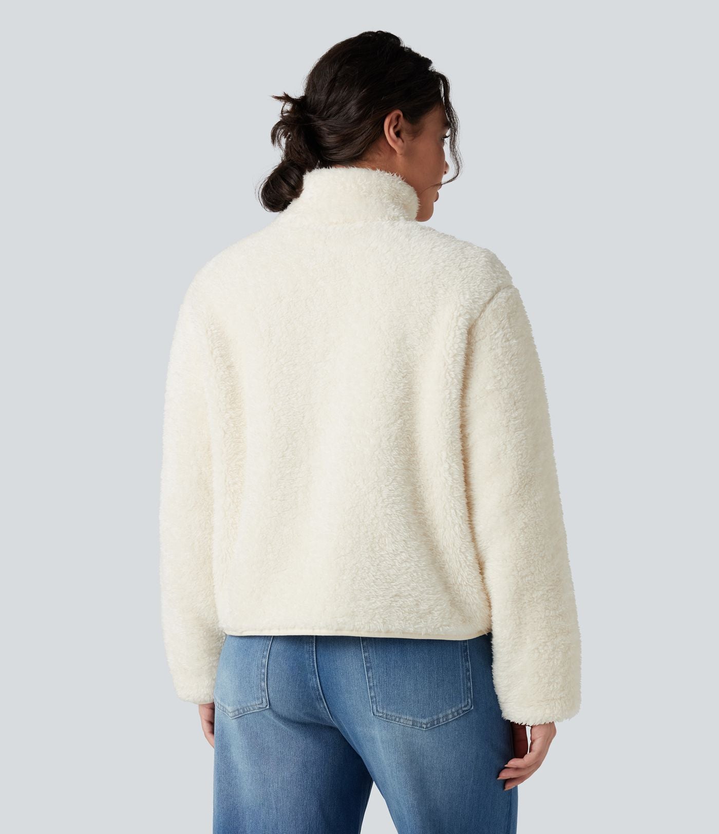 Veste sherpa col montant manches longues avec poches