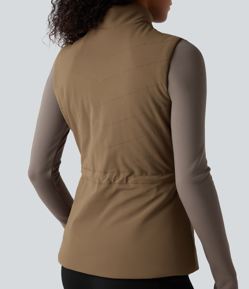 Veste polaire PuffFlex 3-en-1 à col montant et manches longues avec passe-pouces et gilet matelassé avec poches