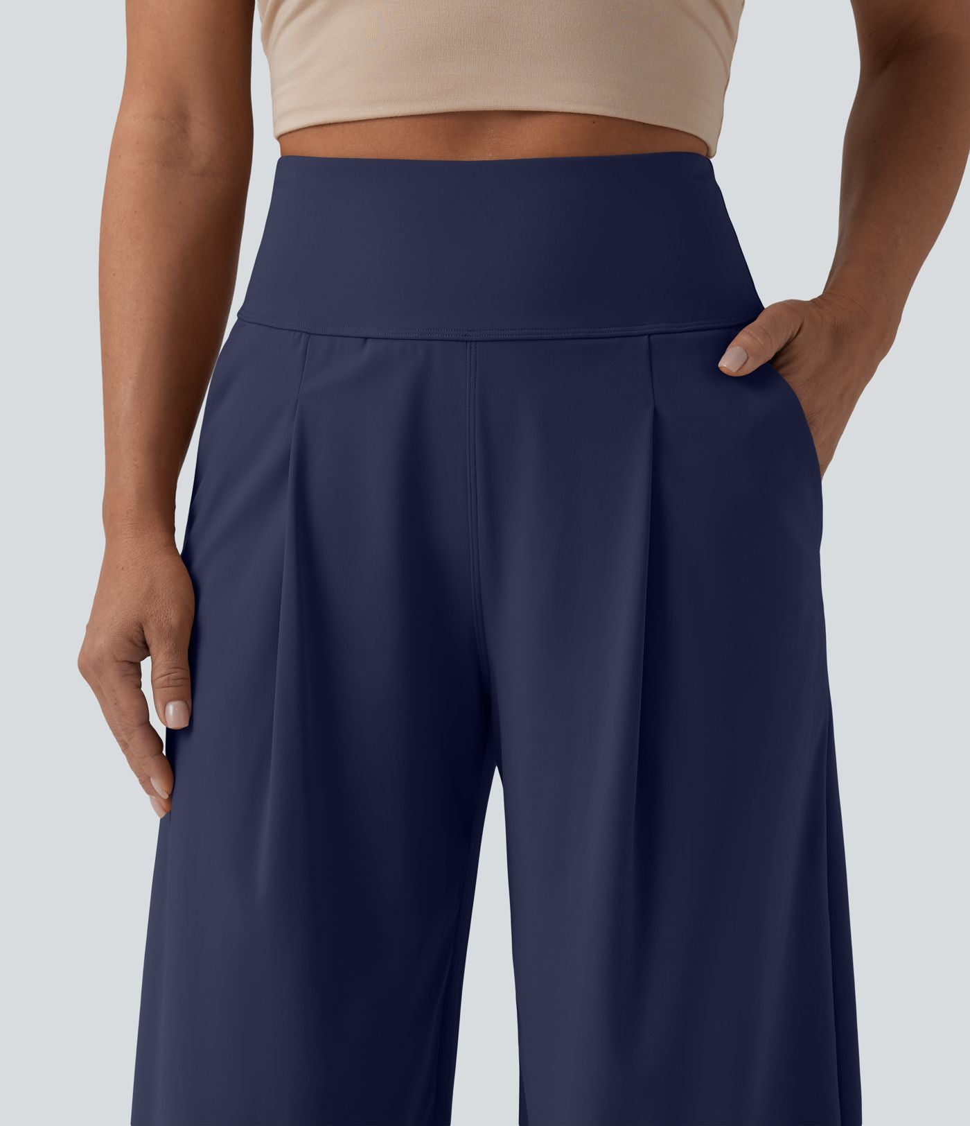 Pantalon large décontracté SoftlyZero™ Airy gainant taille haute effet frais InstantCool avec poches, protection solaire UPF50+