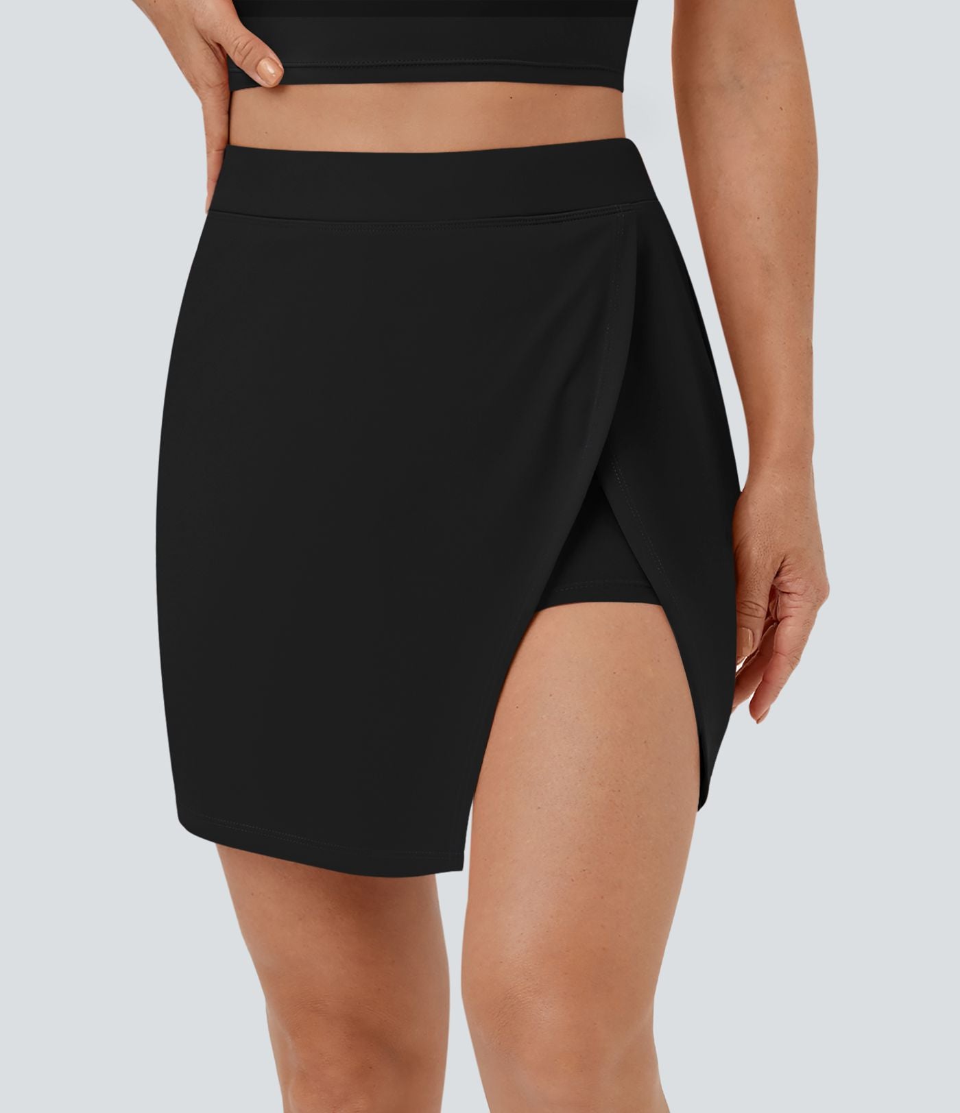 Softlyzero™ Airy Jupe Tennis Toucher Frais 2 en 1 avec Coupe Latérale et Poche Latérale - Pureté - UPF50+