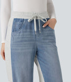 Halara Flex™ Jean larges color block jambes cordon de serrage taille haute avec poches