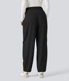 Pantalon barrel taille haute avec poches