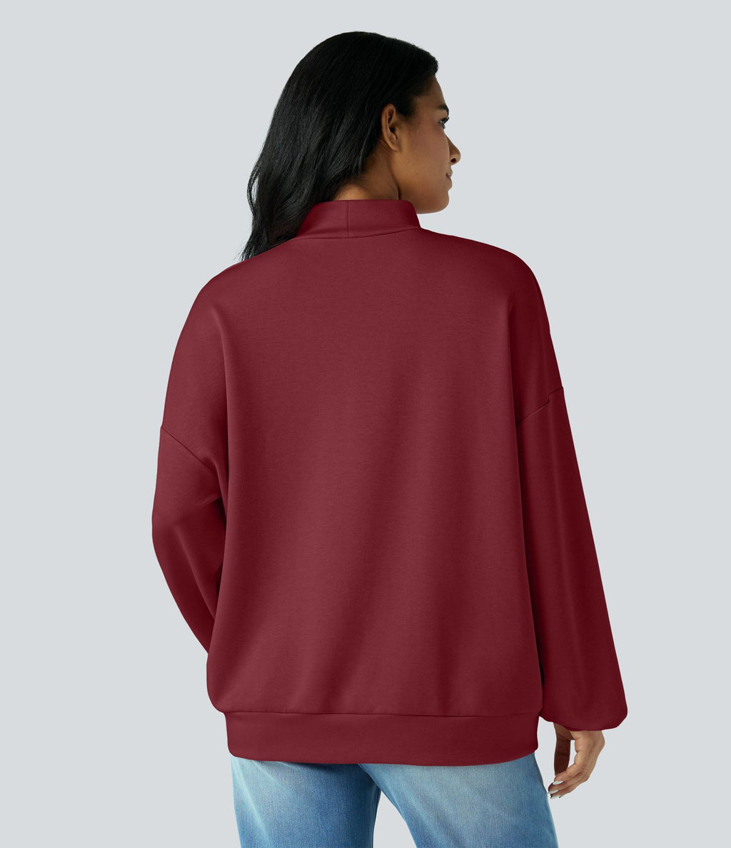 Sweatshirt casual col montant coupe décontractée avec poches