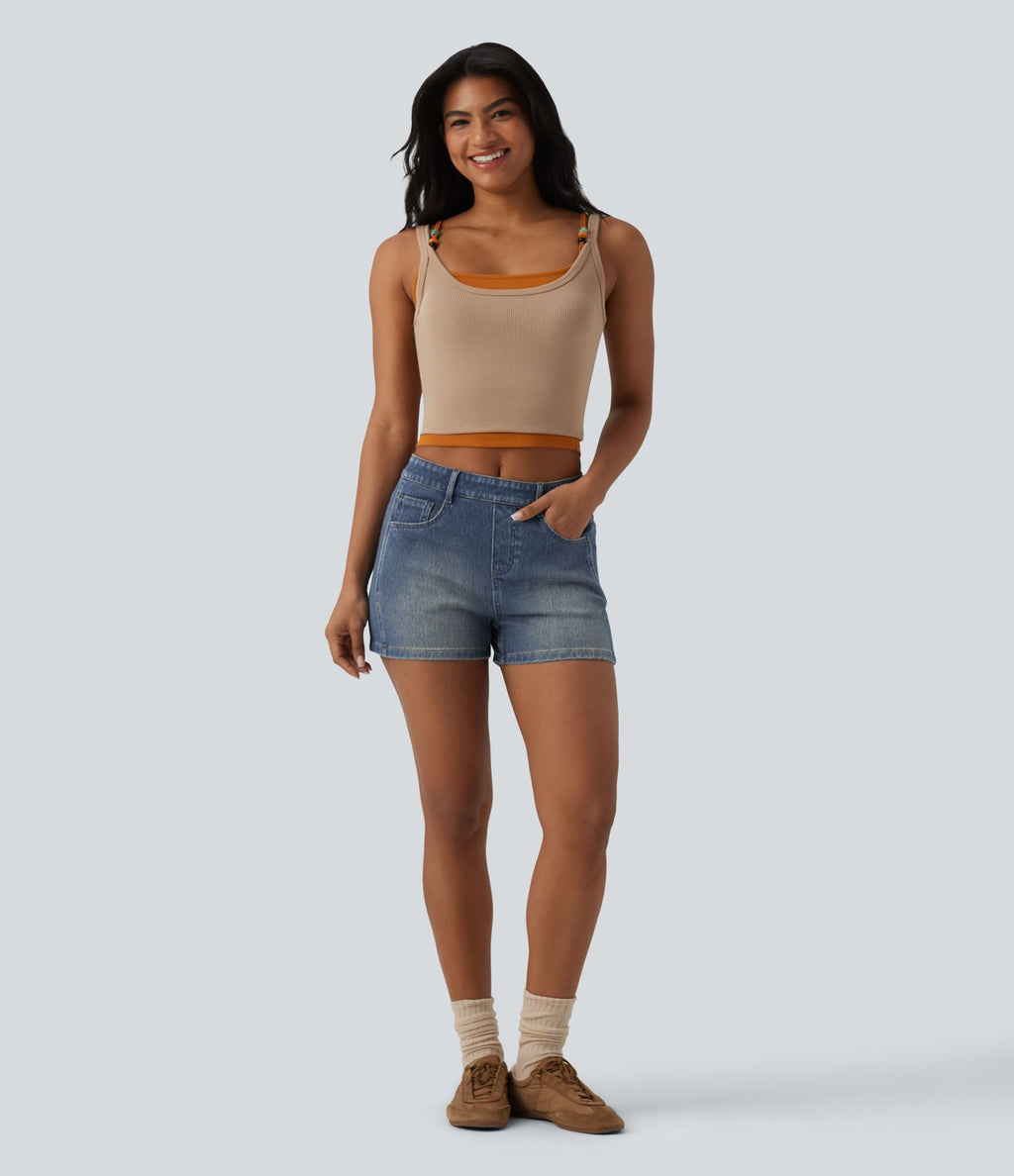 Short tailleur Halara Flex™ denim casual taille mi-haute 7,5 cm avec poches