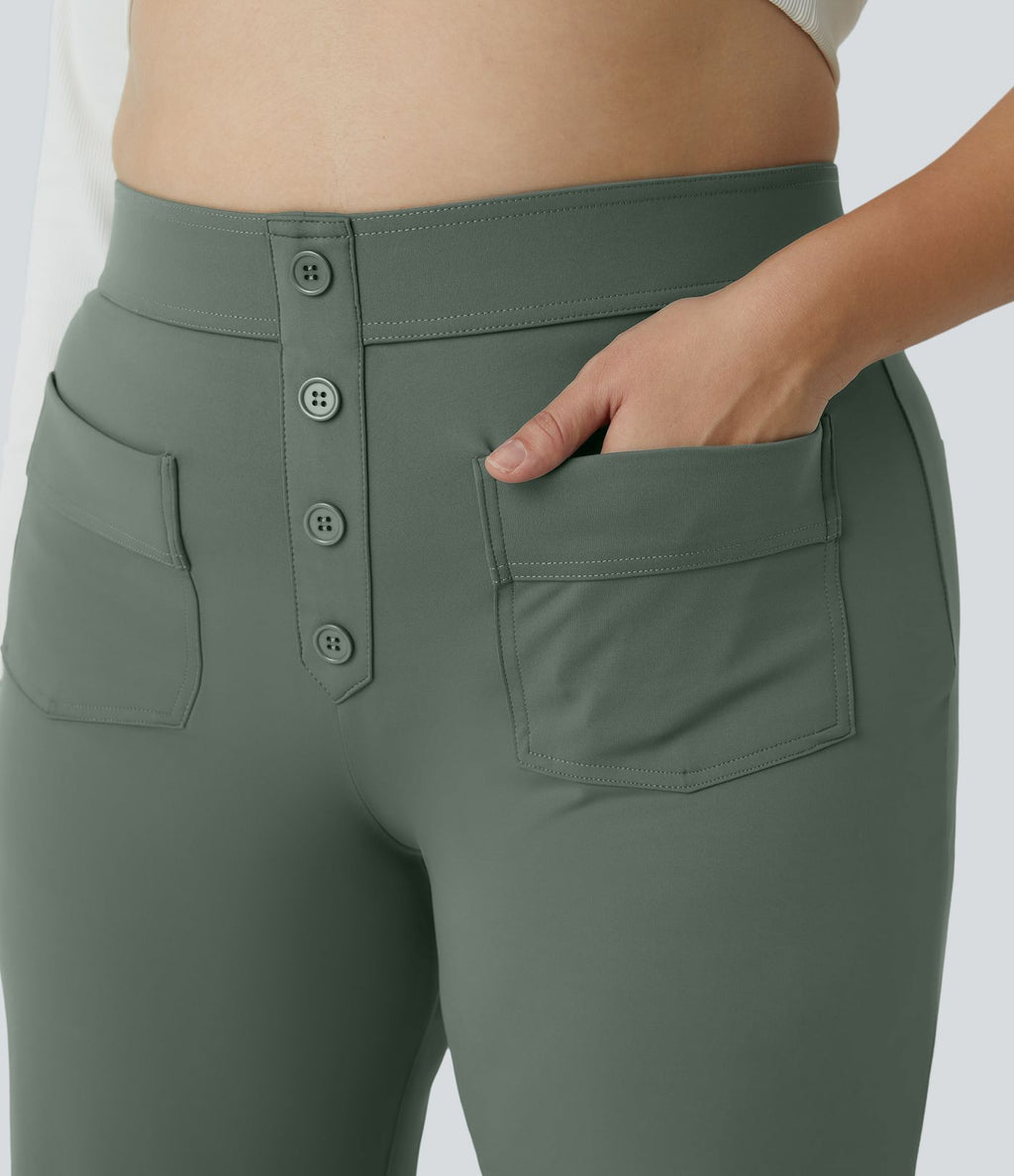 Pantalon coupe droite grande taille taille haute DayStretch avec poches