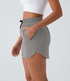 Mini-Jupe Golf Taille Haute Cordon de Serrage Poches Latérales Ourlet Courbé 2 en 1