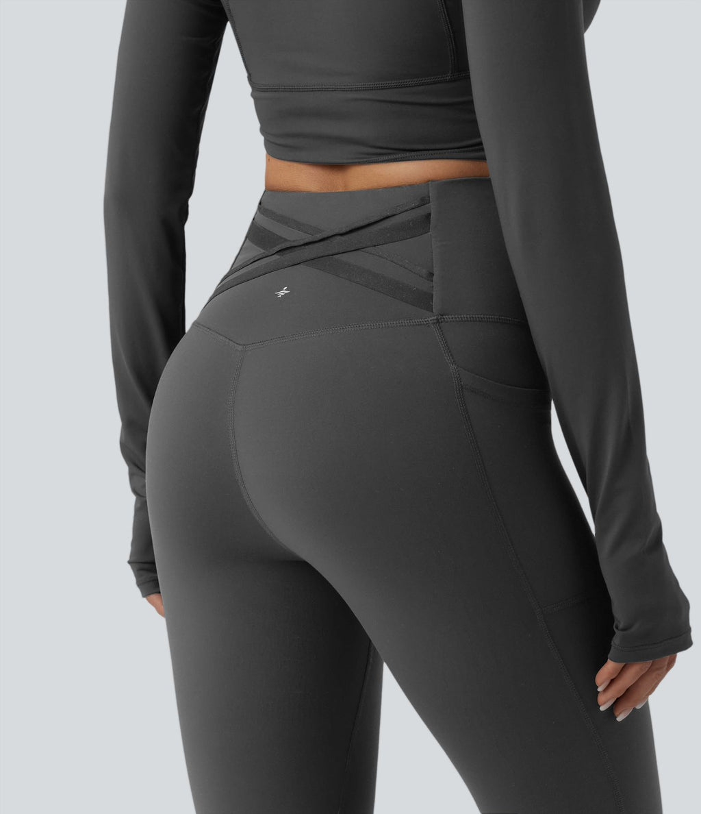 Halara Ultrasculpt™ Legging de running gainant taille haute dos croisé avec poches