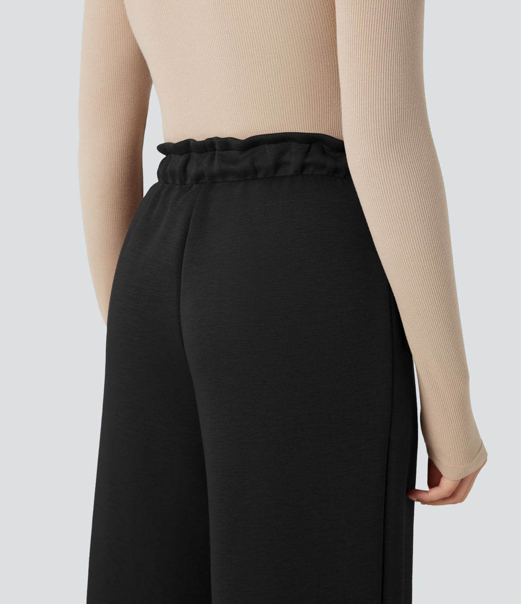 Pantalon décontracté SpacerTek™ taille haute effet baggy, avec cordon de serrage et poches