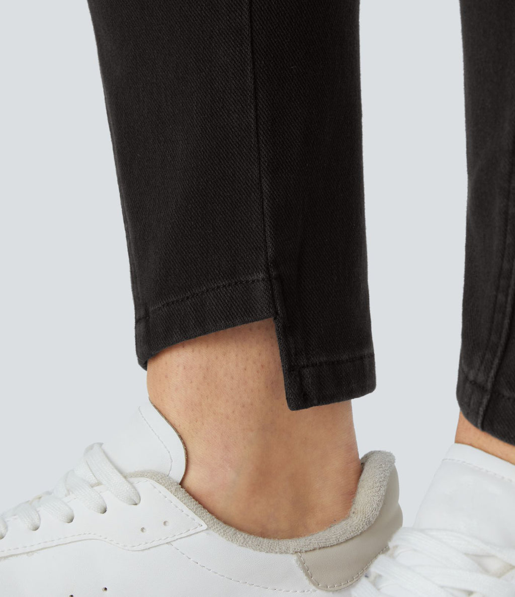 Jean skinny 7/8 décontracté taille basse Halara Flex™ avec poches zippées