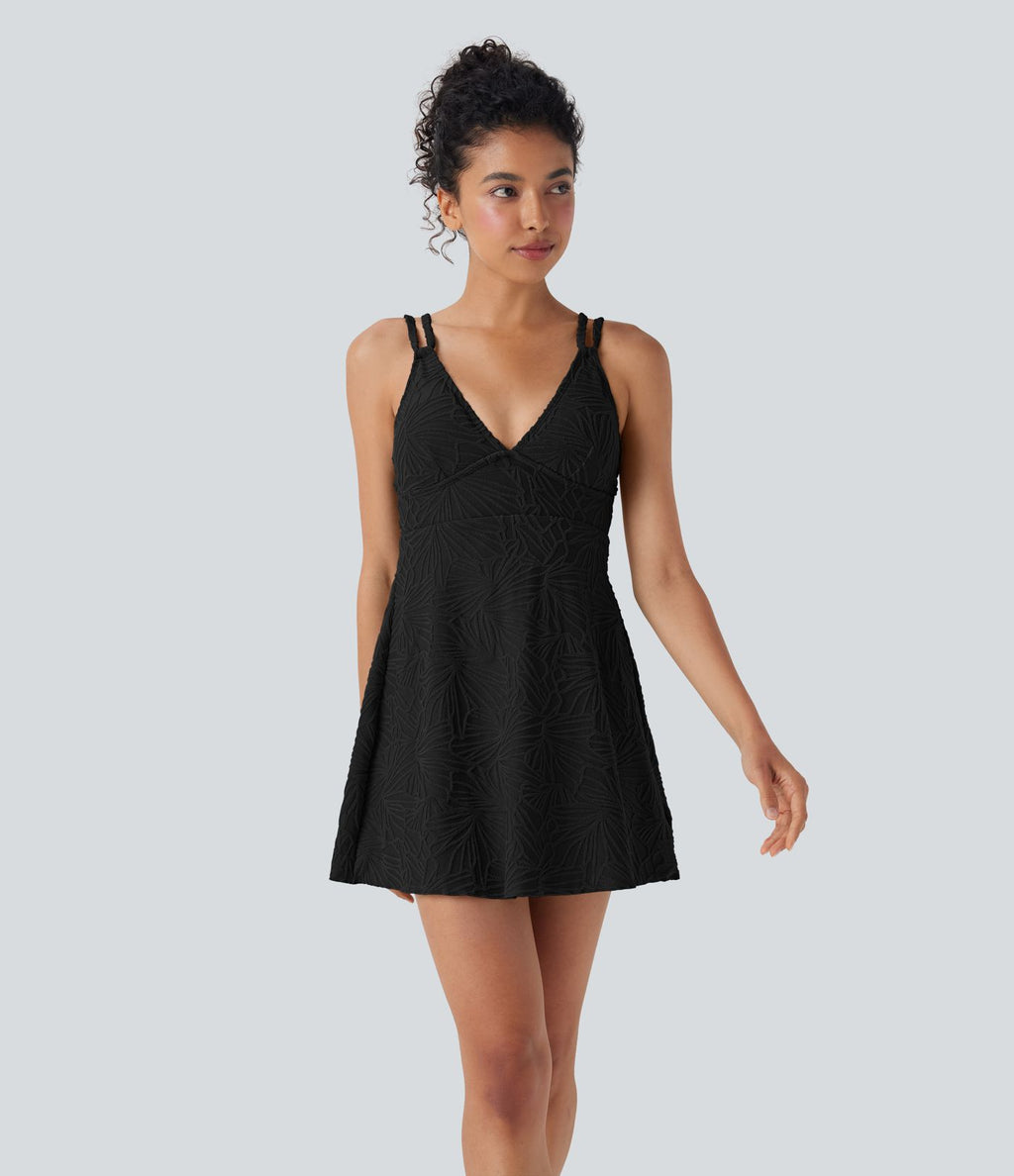 Robe de bain courte 2-en-1 dos nu ajourée