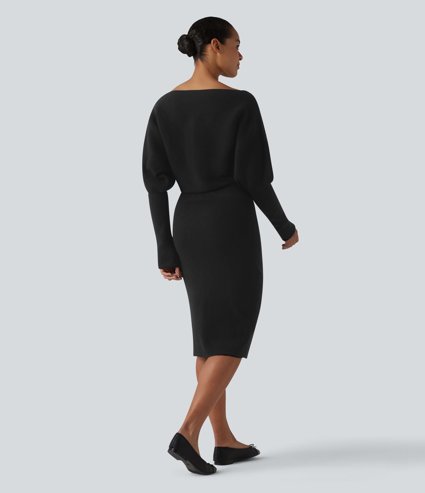 Robe pull midi casual à manches longues