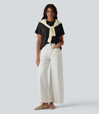 T-shirt casual col rond manches courtes en coton