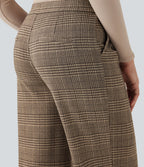 Pantalon tailleur droit Halara Flex™ taille haute pied-de-poule à carreaux avec poches